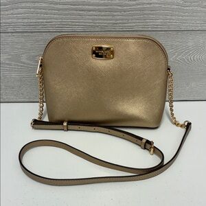 Michael Kors Metallic Gold Dome Crossbody Bag